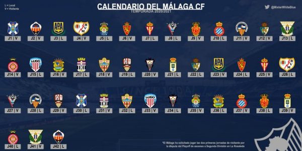 Málaga CF: Calendario Liga Smartkbank 2020/2021