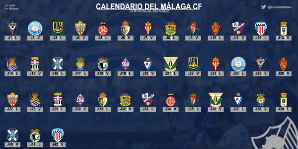 Calendario liguero del Málaga CF: Temporada 2021/2022