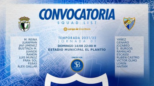 Convocatoria del Málaga CF en su estreno liguero